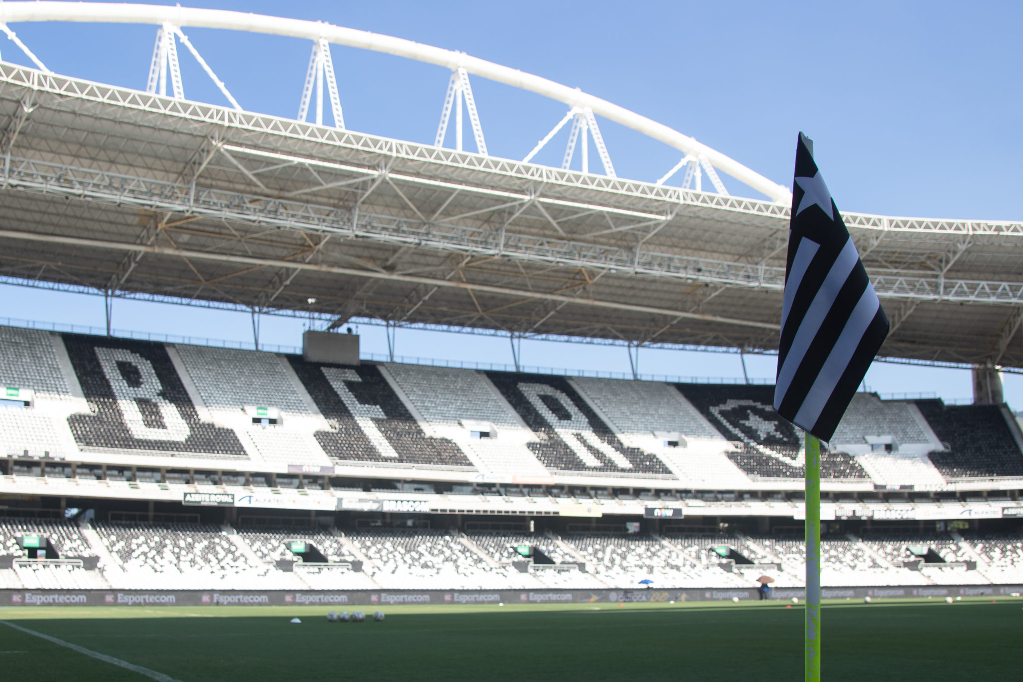 View of the Botafogo's Nilton Santos empty stadium, as it is forbidden to held audience due to the spread of the new Coronavirus, before the game against Bangu, where the Japonese midfielder Keisuke Honda will debut for Botafogo, in Rio de Janeiro, Brazil, on March 15, 2020. (Photo by DIEGO MARANHAO / AFP) (Photo by DIEGO MARANHAO/AFP via Getty Images)