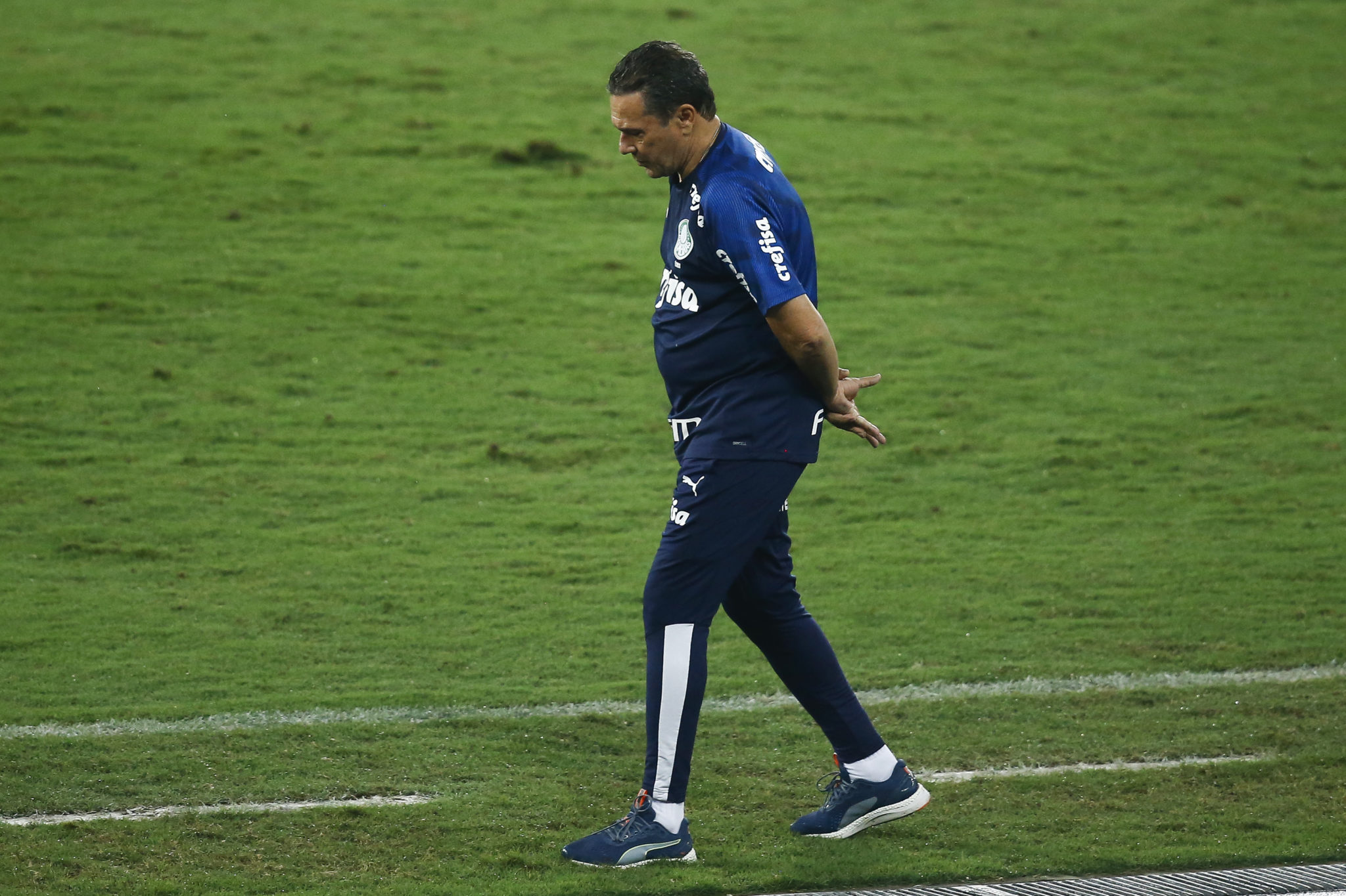 RIO DE JANEIRO, BRAZIL - OCTOBER 07: Vanderlei Luxemburgo head coach of Palmeiras walks during the match between Botafogo and Palmeiras as part of the Brasileirao Series A at Engenhao Stadium on October 7, 2020 in Rio de Janeiro, Brazil. (Photo by Bruna Prado/Getty Images)