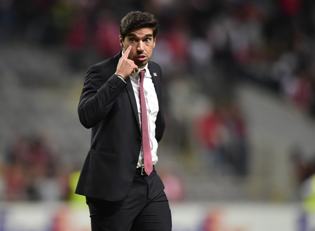Sporting Braga's coach Abel Ferreira gestures at the end of the UEFA Europa league football match SC Braga vs Istanbul Basaksehir FK at the Municipal stadium in Braga, on September 28, 2017. Braga won 2-1. / AFP PHOTO / MIGUEL RIOPA        (Photo credit should read MIGUEL RIOPA/AFP via Getty Images)
