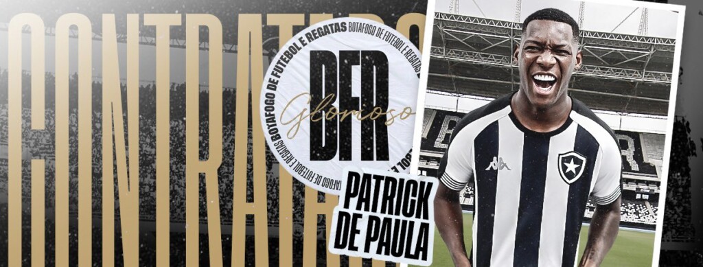 Botafogo anuncia oficialmente o volante Patrick de Paula como mais novo reforço da equipe carioca. O jogador assinou até o final de 2026.