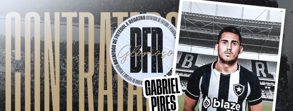 Gabriel Pires é o quinto reforço do Botafogo nesta segunda janela de transferência. O Glorioso já havia anunciado Marçal, Eduardo, Luis Henrique e Adryelson