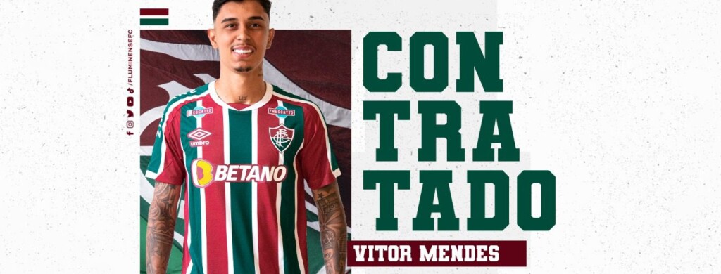 Pertencendo ao Atlético-MG, Vitor Mendes chega para vestir a camisa do Fluminense em 2023. O contrato entre as partes é por meio de empréstimo